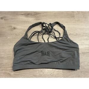 RawGear "WAR" NWOT Sports Bra in Charcoal w/criss-cross back strap, Sz Large